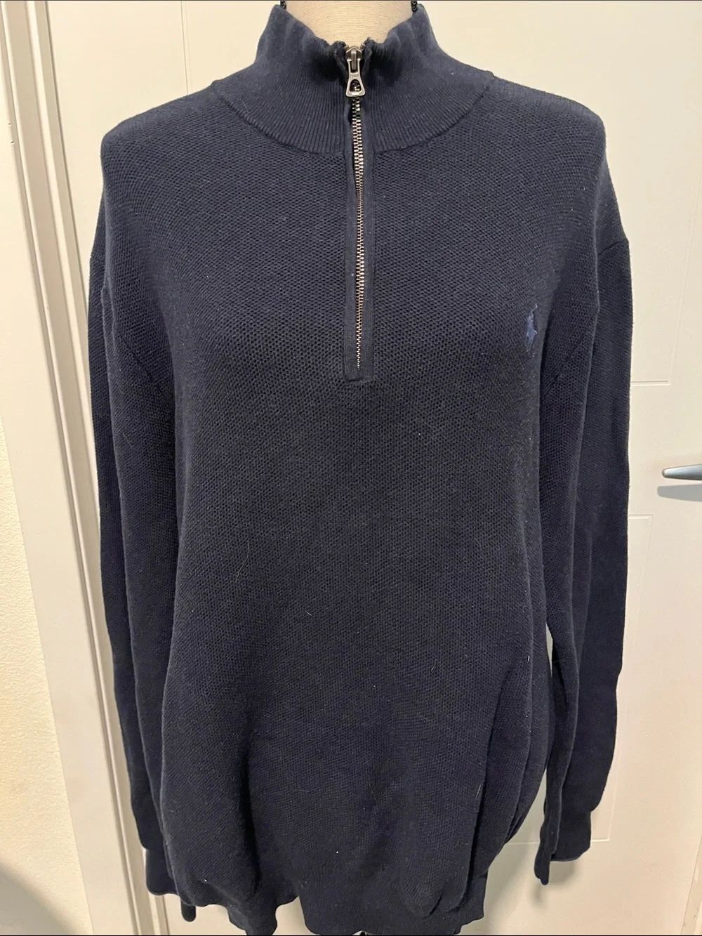 Polo by Ralph Lauren Blue Quarter-Zip Knit Sweater Classic Preppy Timeless